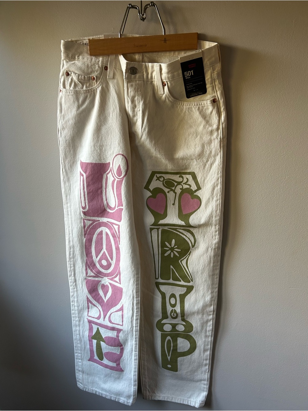 NWT Levi's 501 Crazy Legs white jeans sz 29x30